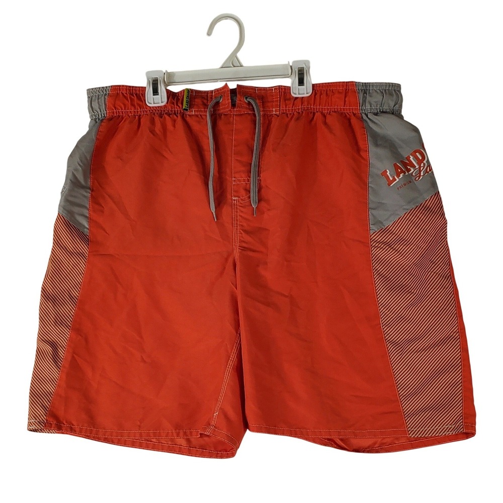Landshark Lager Mens Orange Grey Board Shorts Swim Trunks XL 36 Logo Graphic